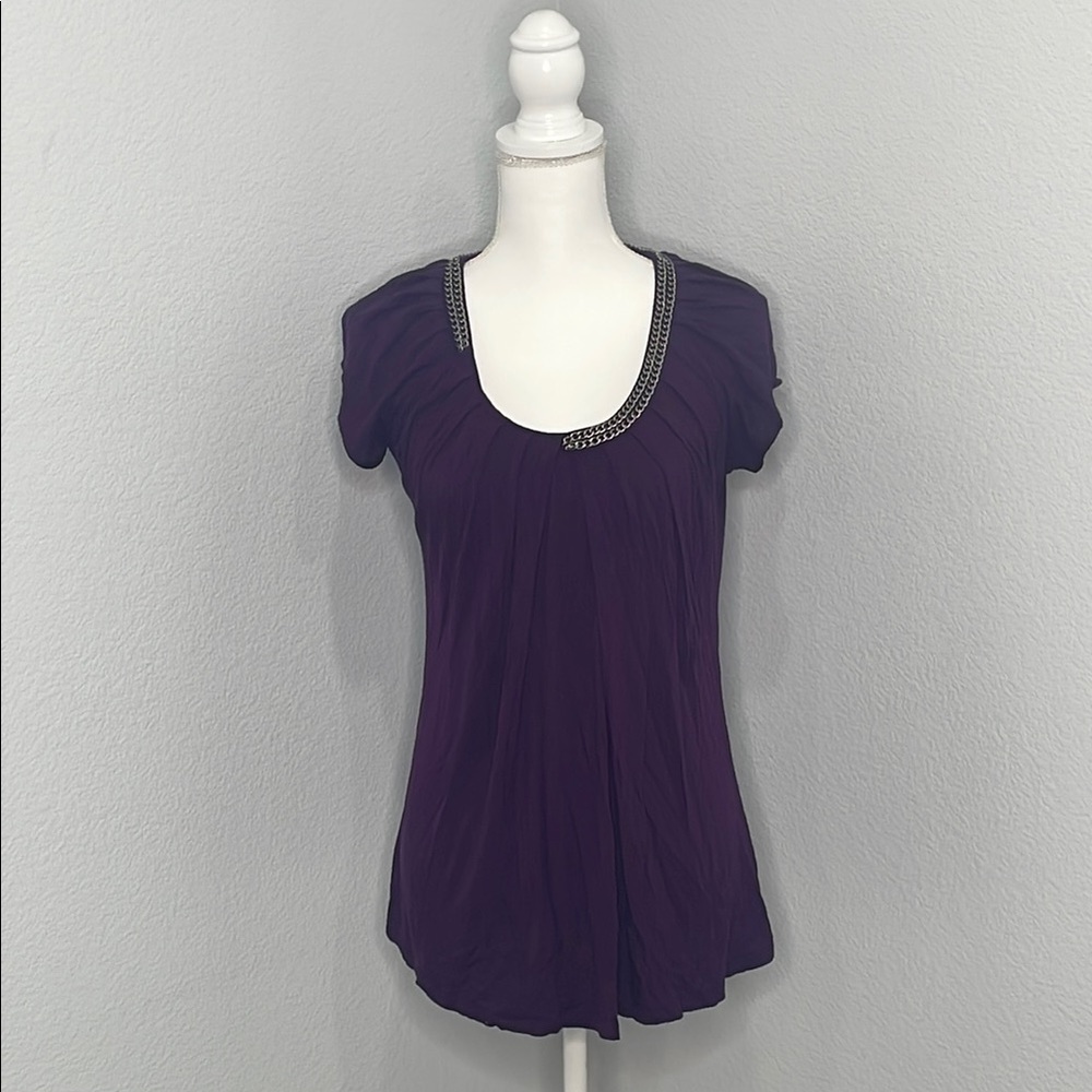 FYLO Purple Ruched Cap Sleeve T-Shirt